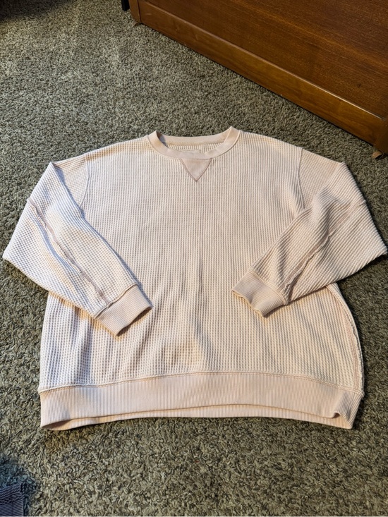 aerie Tops - aerie Women's Long Sleeve Waffle Crew - Light Pink